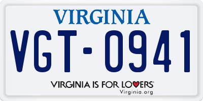 VA license plate VGT0941