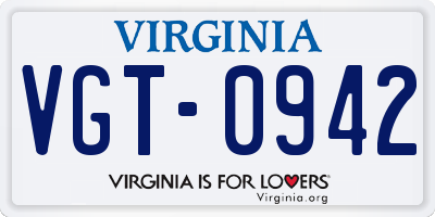VA license plate VGT0942