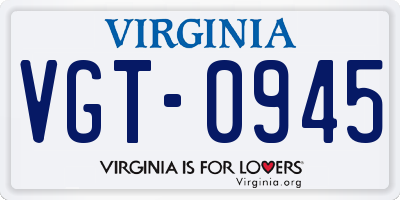 VA license plate VGT0945