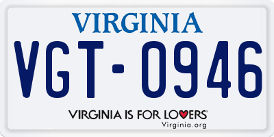 VA license plate VGT0946
