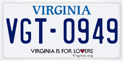 VA license plate VGT0949