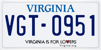 VA license plate VGT0951