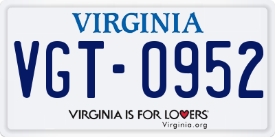 VA license plate VGT0952