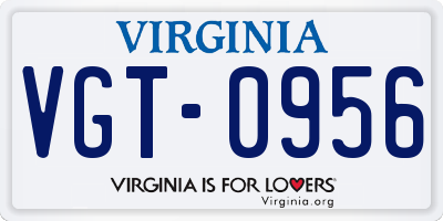 VA license plate VGT0956