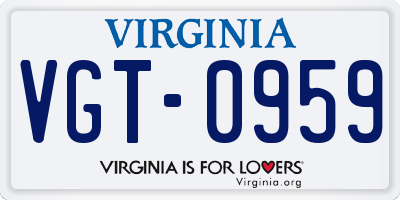 VA license plate VGT0959