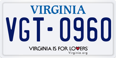 VA license plate VGT0960