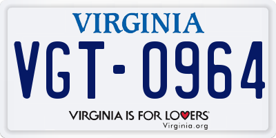 VA license plate VGT0964
