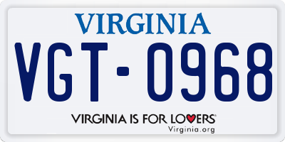 VA license plate VGT0968