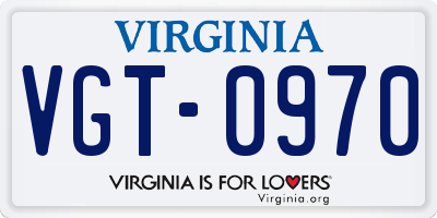 VA license plate VGT0970