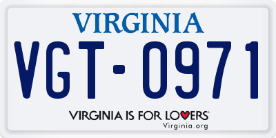 VA license plate VGT0971