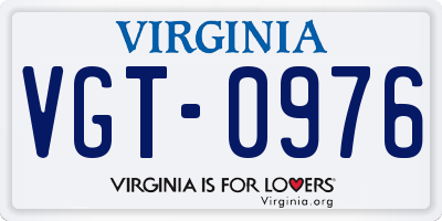 VA license plate VGT0976