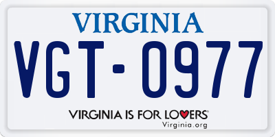 VA license plate VGT0977