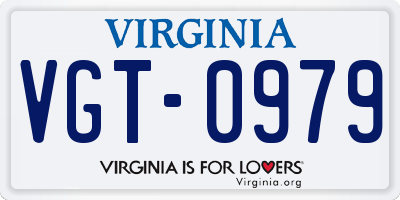VA license plate VGT0979