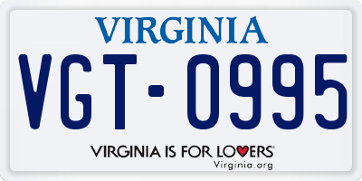 VA license plate VGT0995