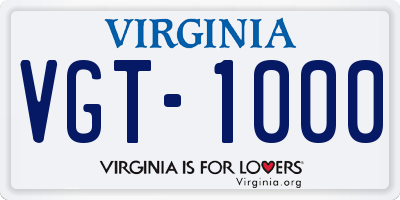 VA license plate VGT1000