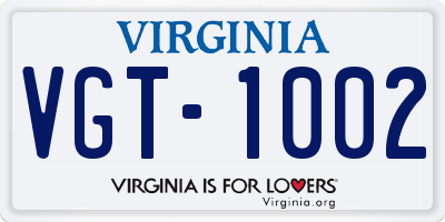 VA license plate VGT1002