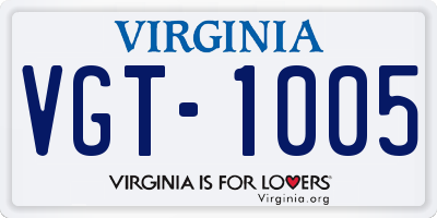 VA license plate VGT1005