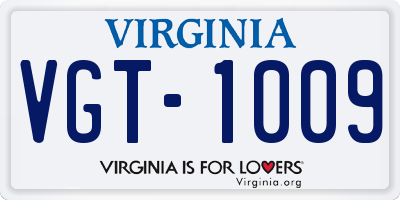 VA license plate VGT1009