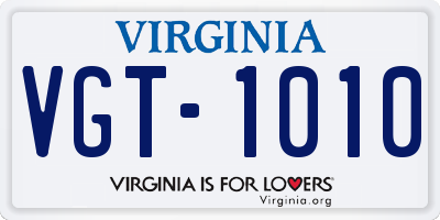 VA license plate VGT1010