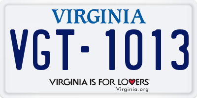 VA license plate VGT1013