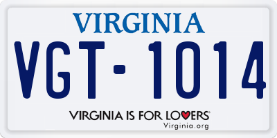 VA license plate VGT1014