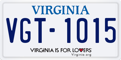 VA license plate VGT1015