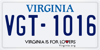 VA license plate VGT1016