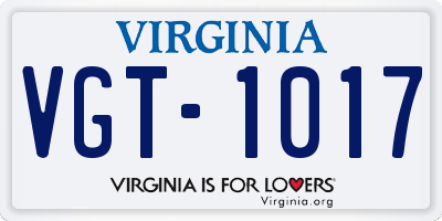 VA license plate VGT1017