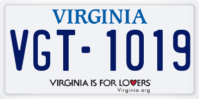 VA license plate VGT1019
