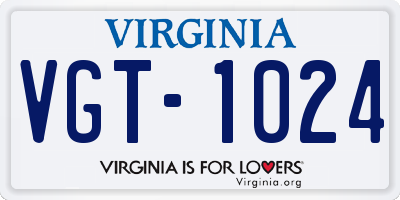 VA license plate VGT1024