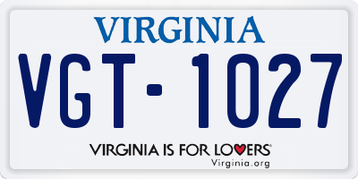 VA license plate VGT1027
