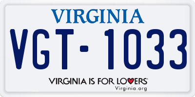 VA license plate VGT1033
