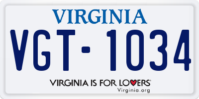 VA license plate VGT1034