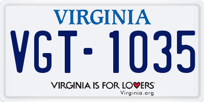 VA license plate VGT1035