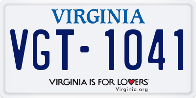 VA license plate VGT1041