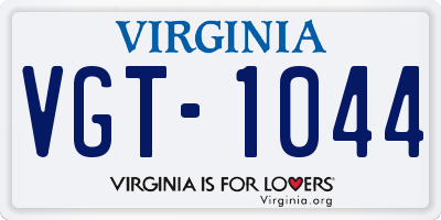 VA license plate VGT1044