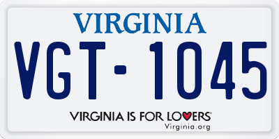 VA license plate VGT1045
