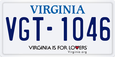 VA license plate VGT1046