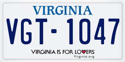 VA license plate VGT1047