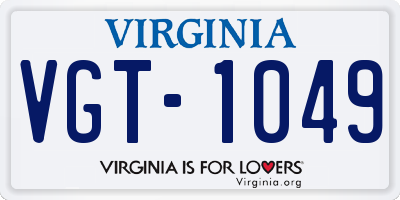VA license plate VGT1049