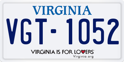 VA license plate VGT1052