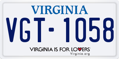 VA license plate VGT1058