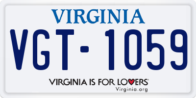 VA license plate VGT1059