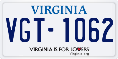 VA license plate VGT1062