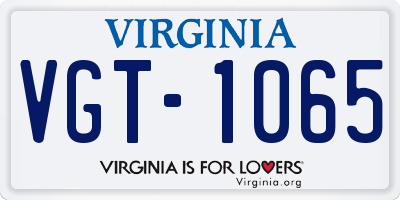 VA license plate VGT1065