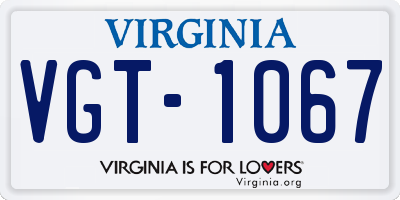 VA license plate VGT1067