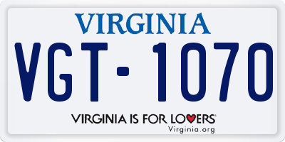 VA license plate VGT1070