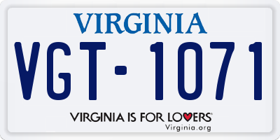 VA license plate VGT1071