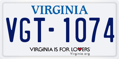VA license plate VGT1074