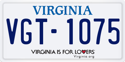 VA license plate VGT1075